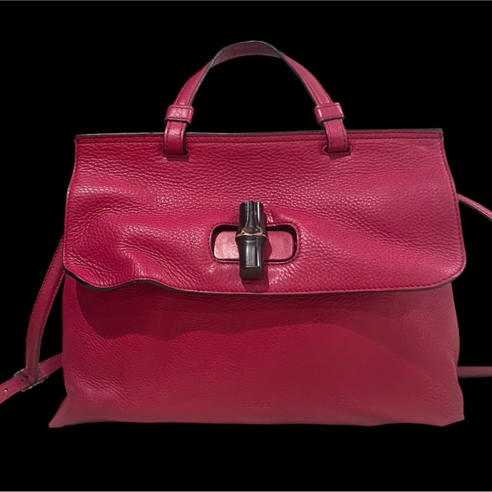 GUCCI Bamboo Leather Two Way Kelly Top handle, Shoulder/Crossbody Bag